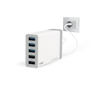 Ładowarka i akumulator SBS Stacja ładująca SBS 5xUSB 7A biała #